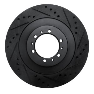 Mitsubishi Montero Brake Rotor (1) - Front Right - R1 Concepts - Drilled & Slotted - Black - `98-`04